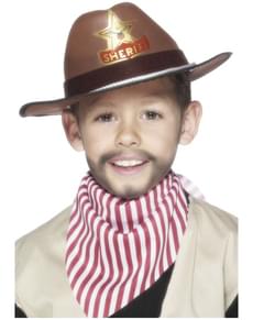 Chapéu de cowboy com distintivo de Xerife