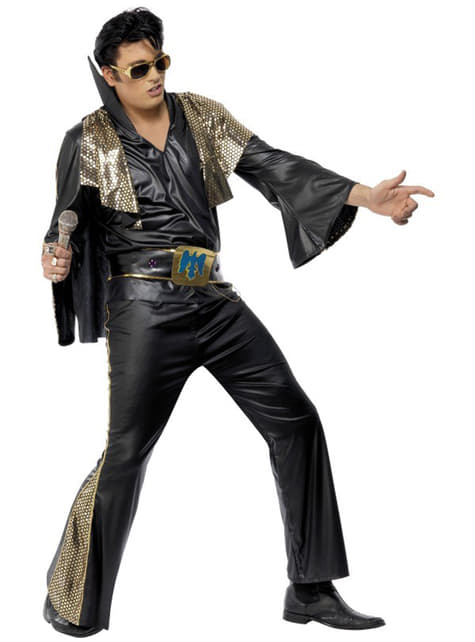 Costume Elvis nero e dorato