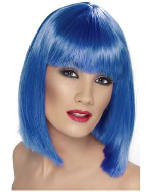 Perruque glamour bleu avec une frange