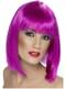 Peluca glamurosa morado neón con flequillo