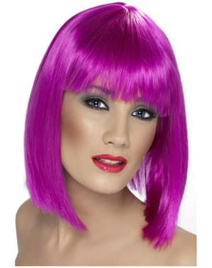 Glamorous Purple Neon Wig dengan Fringe