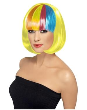 Peruca Partyrama amarela com franja multicolor
