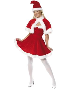Costum Miss Santa cu glugă deluxe