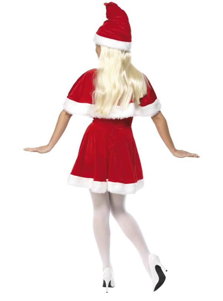 Costume Miss Santa Claus con mantello deluxe