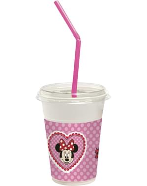 Minnie Mouse Becher mit Deckel und Strohhalm Set 12-teilig