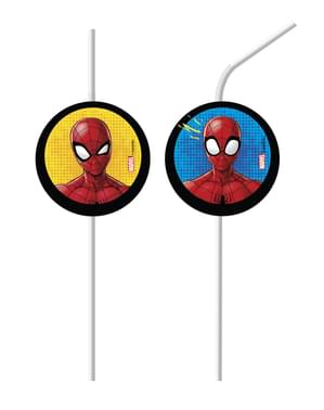 Set med 6 sugrör Spiderman