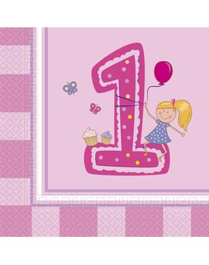 Girl´s First Birthday Servietten Set 20-teilig