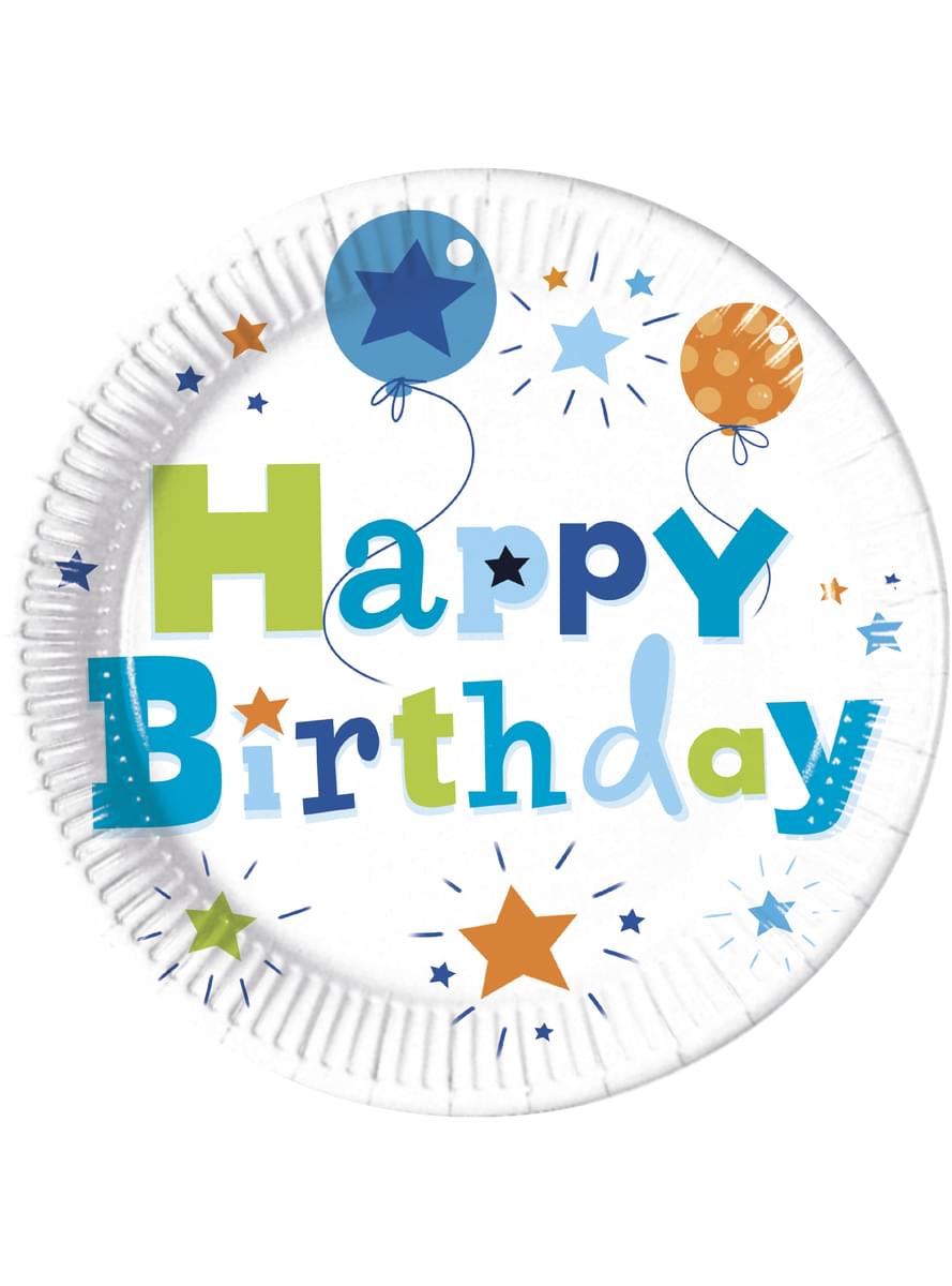 Zestaw 8 dużych talerzy Happy Birthday Boy