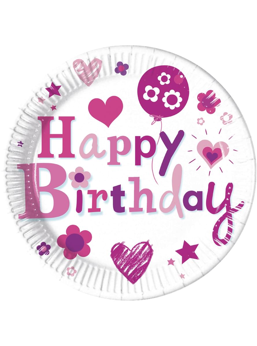 8 farfurii mari Happy Birthday Girl