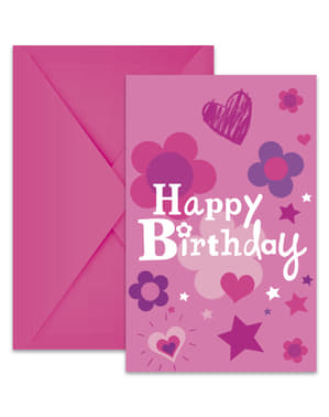 6 invitations Happy Birthday Girl
