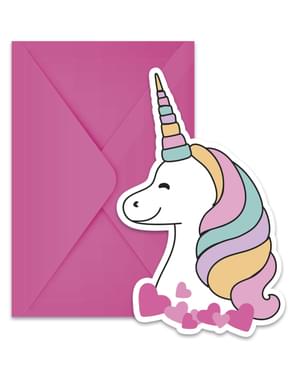 6 Eenhoorn uitnodigingen - Magic Party