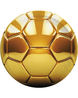 8枚のゴールドサッカープレート（22センチ） - フットボールゴールド