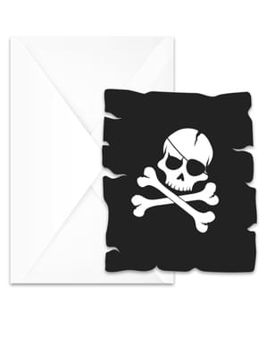6 inbjudningskort Pirates Black