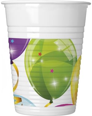 8 Sparkling Balloons cups