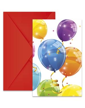 6 convites Sparkling Balloons