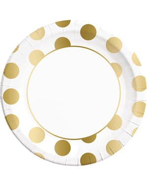 Set 8 velkých talířů se zlatými tečkami Collection