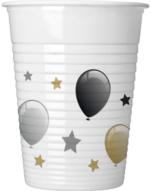 8 vasos de globos cumpleaños