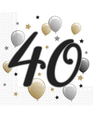 20 servetter 40 födelsedag (33x33 cm)