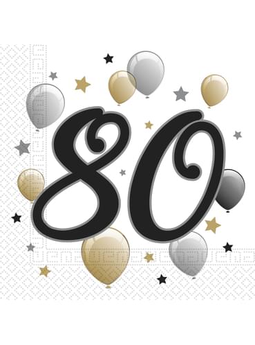 80. Geburtstag Servietten Set 20-teilig. Lieferung 24h | Funidelia