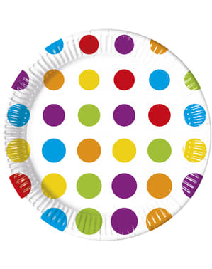 8 stora tallrikar Color Dots (23 cm)