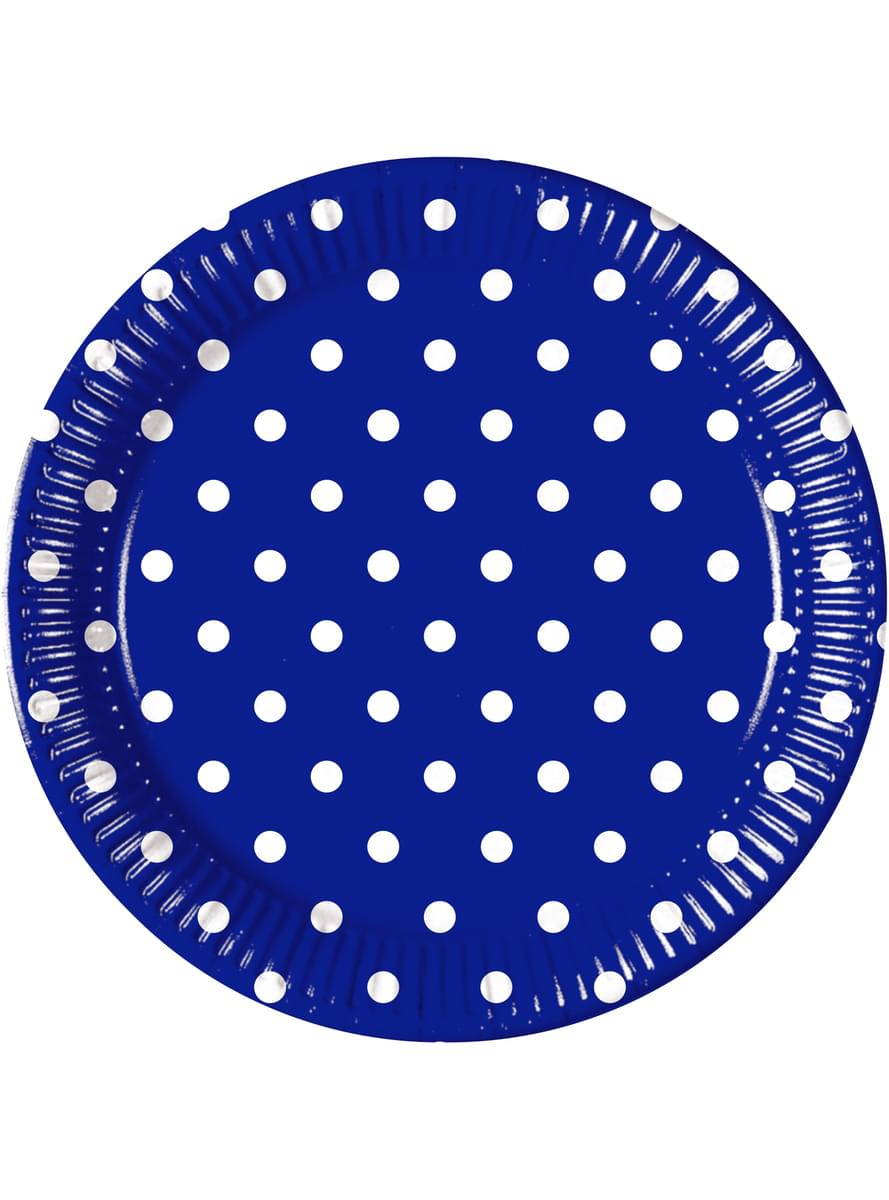8 piatti grandi Blue Royal Dots (23 cm)