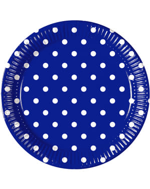 8 grandes assiettes Blue Royal Dots