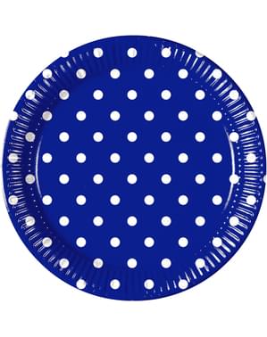 Zestaw 8 dużych talerzy Blue Royal Dots