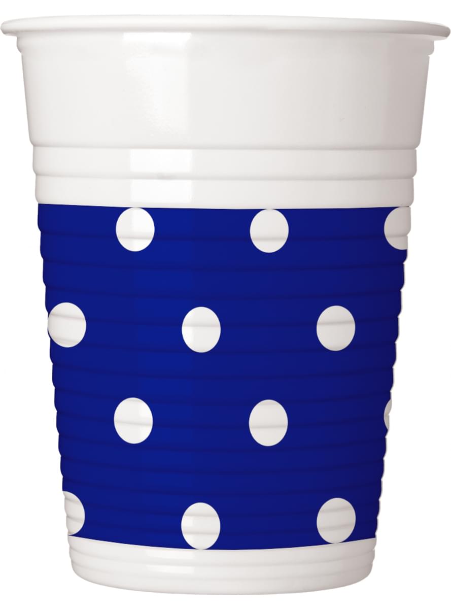 8 Royaal Blauw Gestipte bekers
