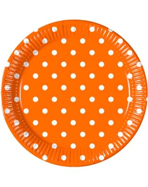 Комплект от 8 чинии с оранжеви точки
