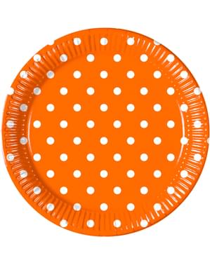 Zestaw 8 talerzy Orange Dots