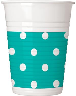 8 copos Turquoise Dots