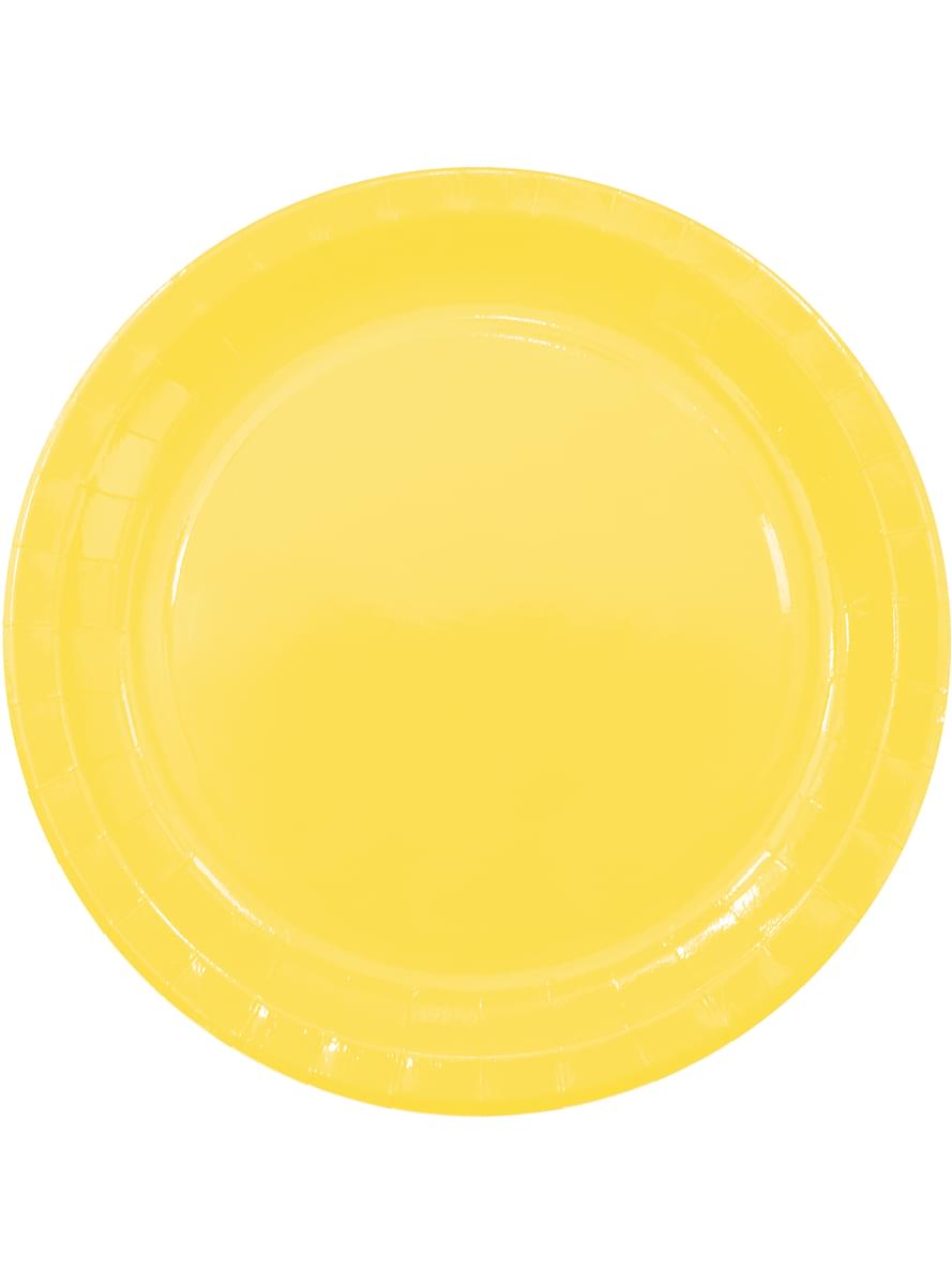 8 Gule Tallerkner (23 cm) - Basale Farver Linje
