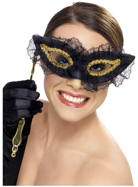 Venezianische Augenmaske gold-schwarz für Damen