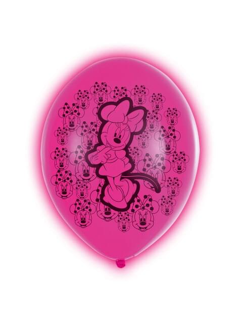 Set of 5 Minnie latex LED balloons