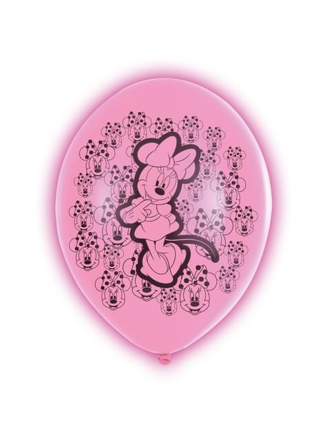 Set of 5 Minnie latex LED balloons