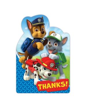 Sett med 8 Paw Patrol takkekort