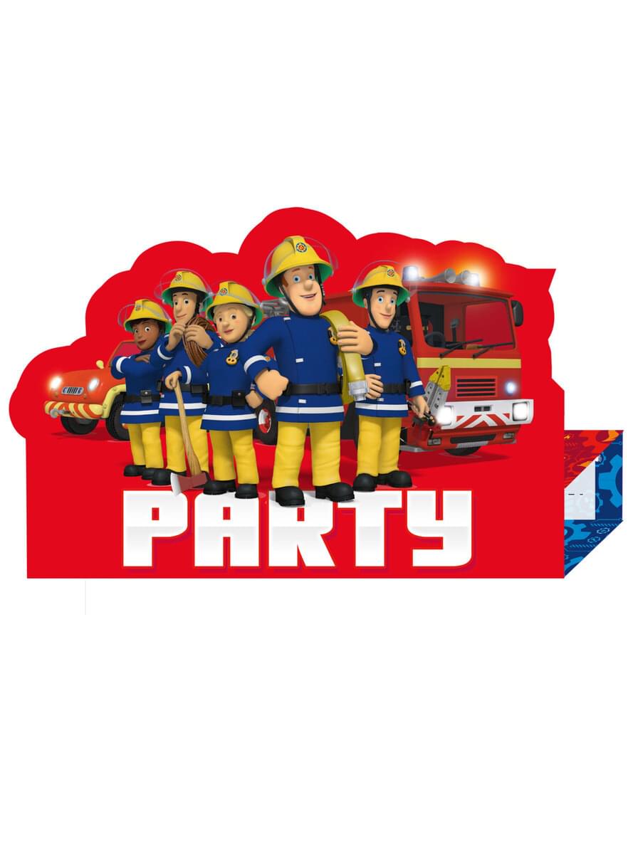 8 invitații Pompierul Sam