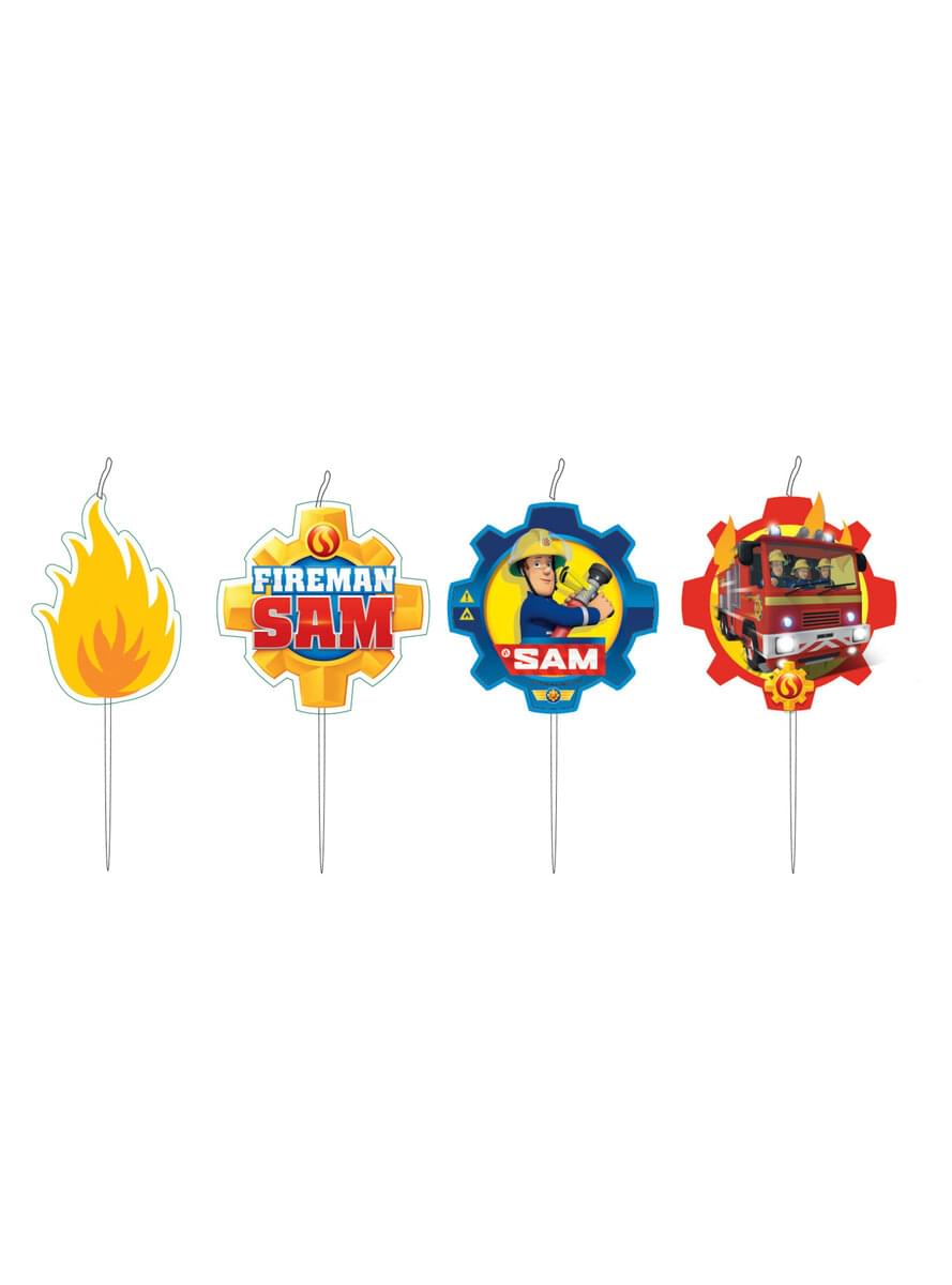 4 mini Fireman Sam candles (7,3 cm)
