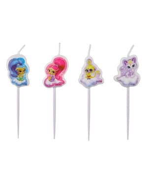 4 velas de Shimmer e Shine (7,3 cm)