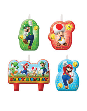 4 velas de Super Mario Bros (5,5 - 7,8 cm)