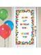 Cartaz personalizável aniversário para porta decoração com pintas multicor