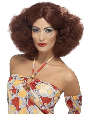 Afro lasulja v kostanjevo rjavi barvi v stilu 70ih