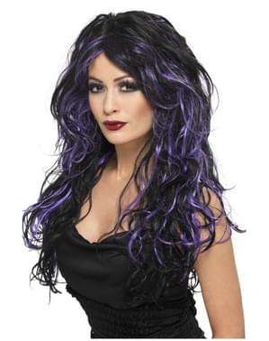 Gotų nuotaka juoda ir violetinė perukas