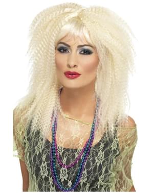 Parrucca anni 80 increspata bionda per donna