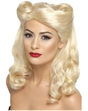 Perruque blonde pin-up des années 40