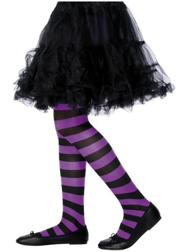 purple and black striped tights