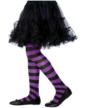 Collant a righe viola e nere bambina