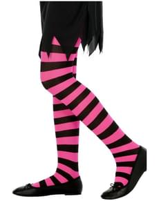 Collant a righe nere e fuxia bambina