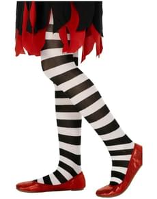 Collants pretas e brancas às riscas infantil