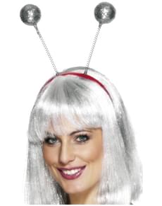 Diadema com bolas de brilhantina prateada